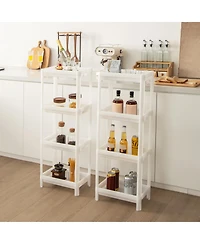 Sugift 2 Packs 4-Tier Detachable Slim Storage Cart with Drainage Holes for Small Space