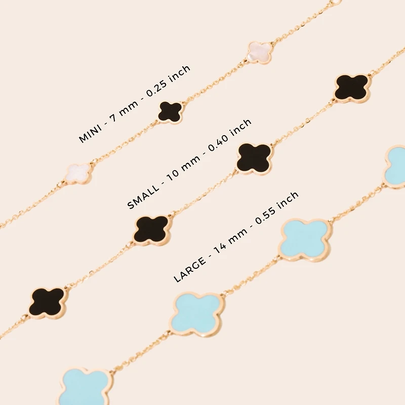 The Lovery Small Pastel Mixed Clover Bracelet 14K Gold