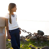 Hope & Henry Baby Girls Pique Sailor Pant