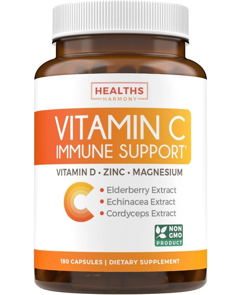 Vitamin C Immune Support Capsules, Health's Harmony, 180ct