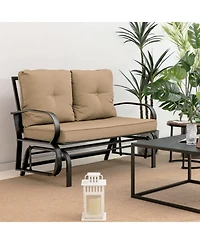 Sugift Patio 2-Person Glider Bench Rocking Loveseat with Cushioned Armrest