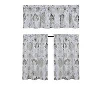 Kate Aurora Country Living Farmhouse 3 Pc Solid Cafe Kitchen Curtain Tier & Tucked Valance Set