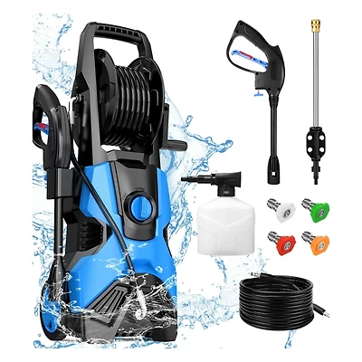 3000PSI Max 2.4 Gpm Electric Pressure Washer with 4 Nozzles, Foam Cannon & Spray Gun