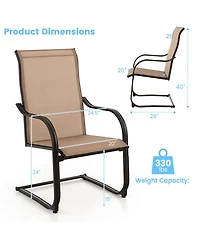 Sugift 2 Pieces C-Spring Motion Patio Dining Chairs with Breathable Fabric