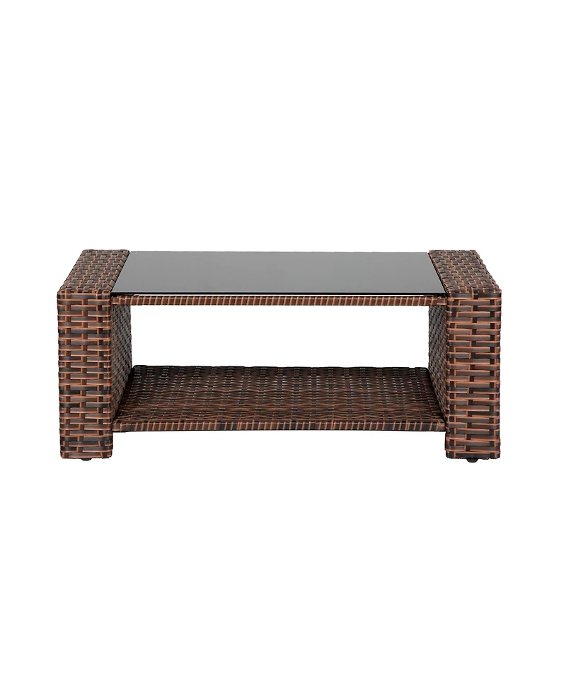 WestinTrends 4 Piece Outdoor Wicker Rattan Conversation Sofa set with Coffee table