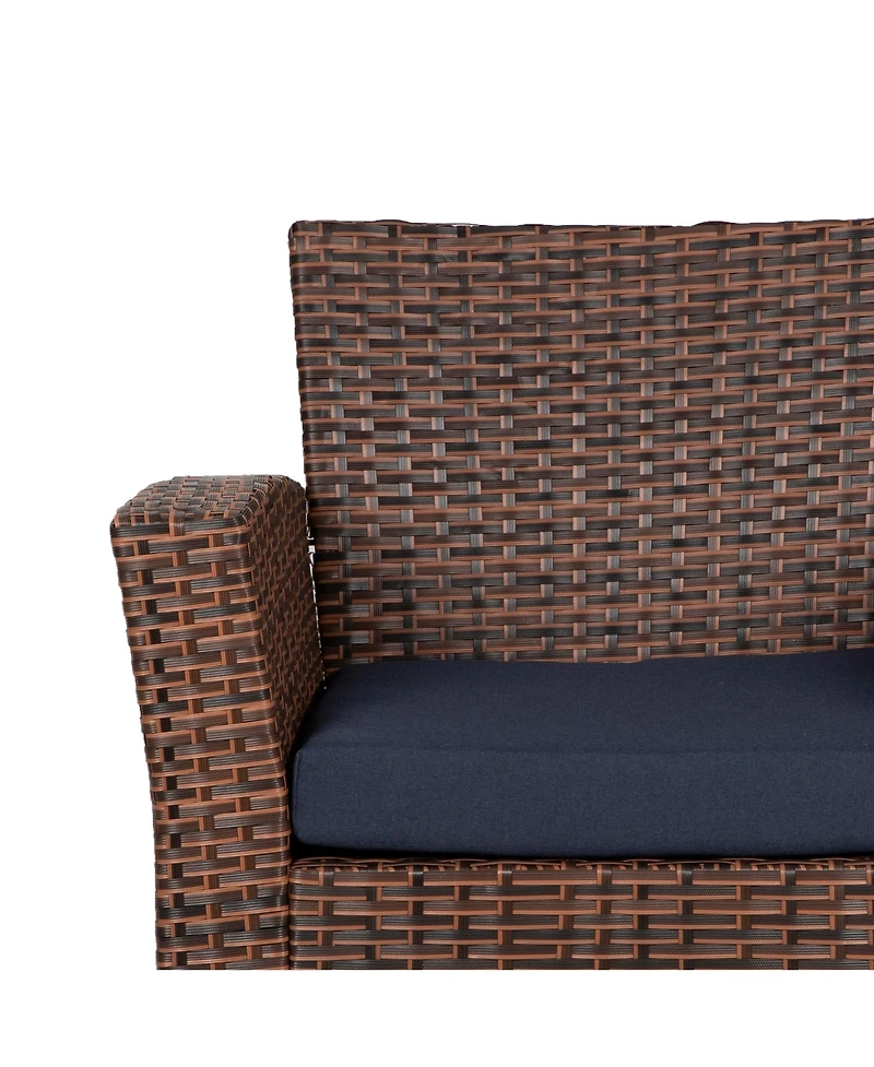 WestinTrends 4 Piece Outdoor Wicker Rattan Conversation Sofa set with Coffee table