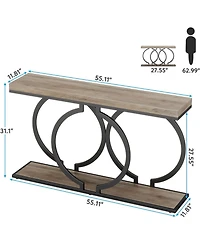 Tribesigns Industrial Console Table, 55 inch Wood Entryway Table Narrow Long Sofa Rustic Accent