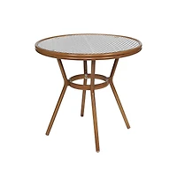 Merrick Lane Celia Bistro Style Table With Glass Top, Pe Rattan, Stack Chairs