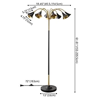 Jonathan Y Vivian 61" 10-Light Mid-Century Modern Iron Medusa Multi Head Led Floor Lamp, White/Brass Gold