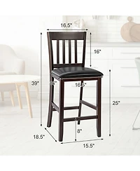 Sugift 25 Inches Set of 2 Bar Stools with Rubber Wood Legs