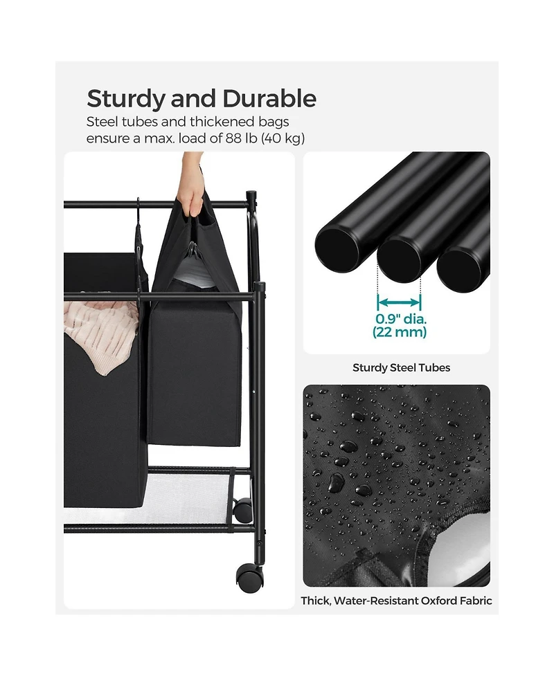 Slickblue Rolling Laundry Sorter with Removable Bags