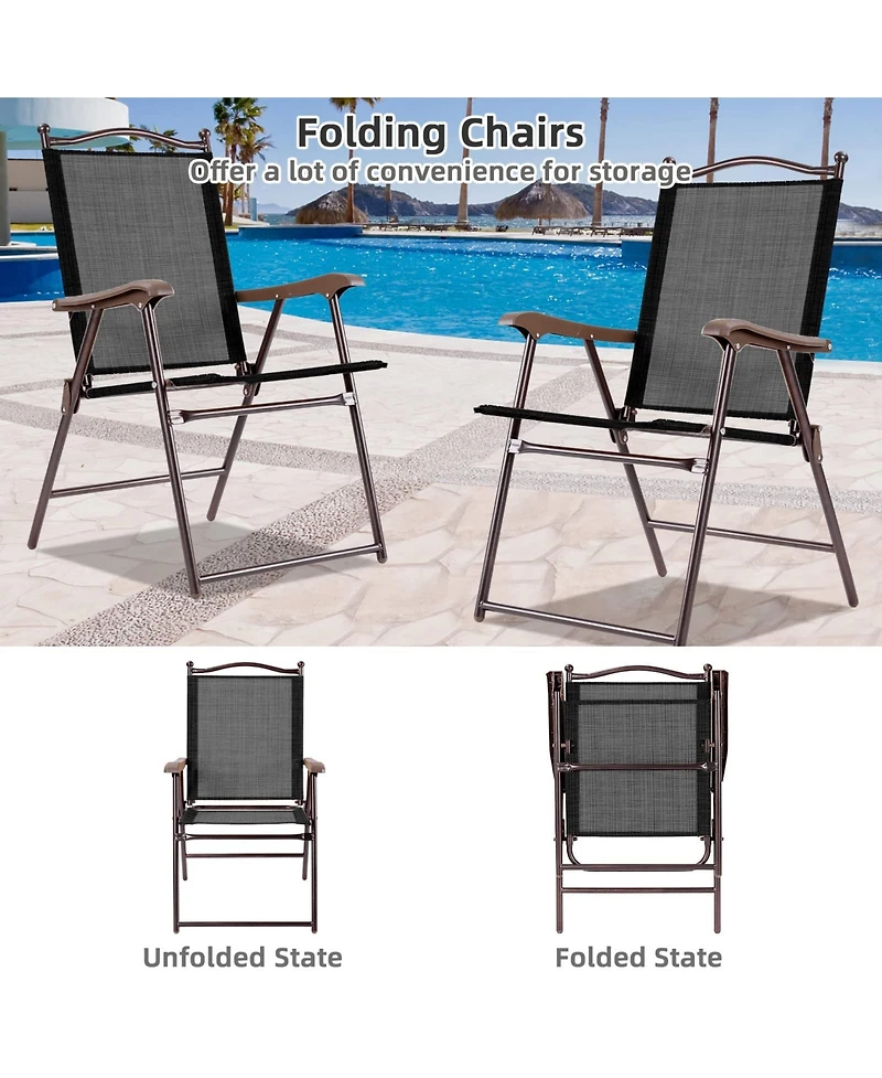Sugift Set of 2 Patio Folding Sling Back Camping Deck Chairs