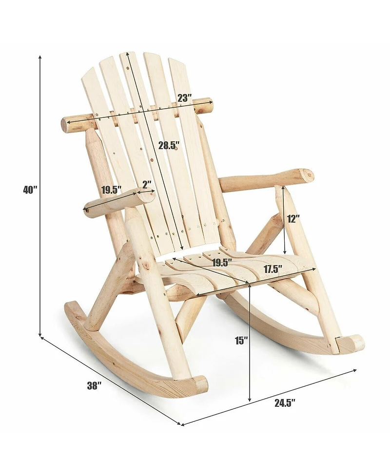 Inolait Sugift Wood Single Porch Rocker Lounge Patio Rocking Chair