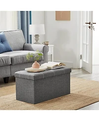 Slickblue Storage Ottoman Bench, 21 Gal. Folding Chest, Bed End Stool, Footstool With Breathable