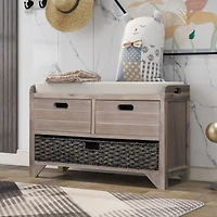 Streamdale Fully Assembled Shoe Bench with Storage and Basket