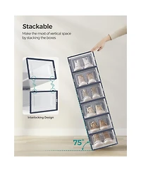 Set of 12 Stackable Shoe Organizers for Closet or Entryway, Fits Sneakers