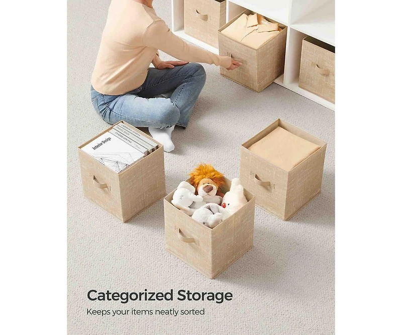 Slickblue Storage Cubes, Non-Woven Fabric Bins with Double Handles, Set of 8, Closet Organizers for Shelves, Foldable, Clothes
