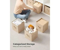 Slickblue Storage Cubes, Non-Woven Fabric Bins with Double Handles, Set of 8, Closet Organizers for Shelves, Foldable, Clothes