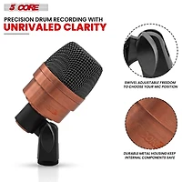 5 Core Tom Snare Mic Cardioid Dynamic Microphone for Drum Kit Precision Instrument - Copper