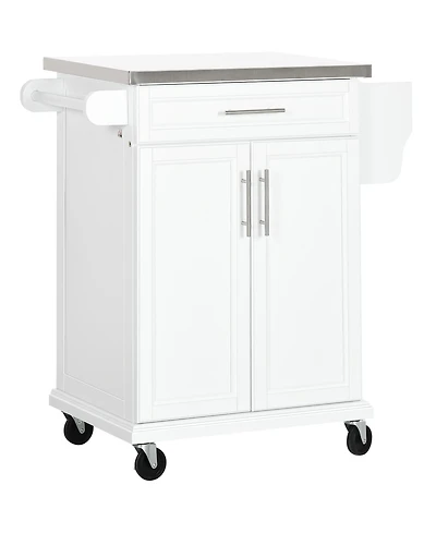 Homcom Rolling Kitchen Island on Wheels with Drawer, Spice Rack,