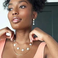 The Lovery Mother of Pearl Clover Necklace 14K Gold
