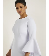 Eloquii Women's Plus Flare Sleeve Scuba Dress