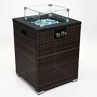 Streamdale Wicker Fire Pit Column With Glass Wind Guard