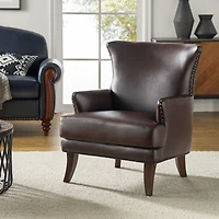 Hardamon Contemporary Leather Arm Chair with Nailhead Trim