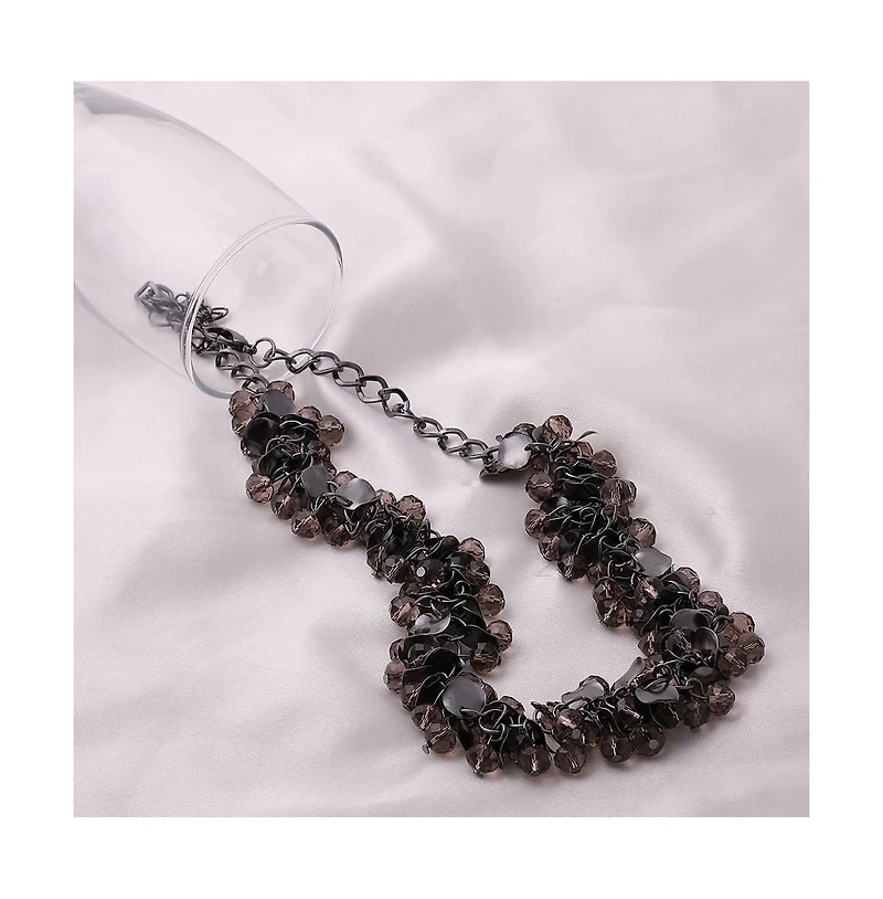 Sohi Women's Silver Cluster Collar Necklace