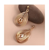 Sohi Women's Beige Teardrop Drop Earrings
