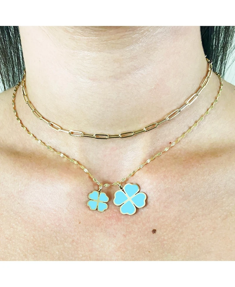 The Lovery Turquoise Lucky Clover Charm 14K Gold 13 millimeters
