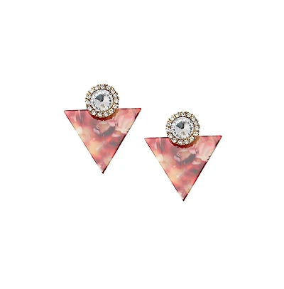 Sohi Women's Pink Triangle Drop Earrings