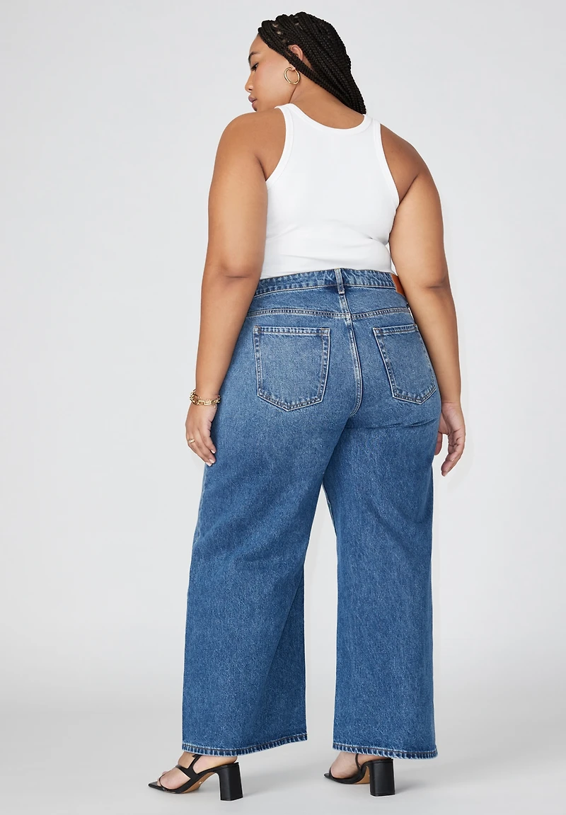 Eloquii Women's Plus The Yvette Rigid Wide Leg Jean