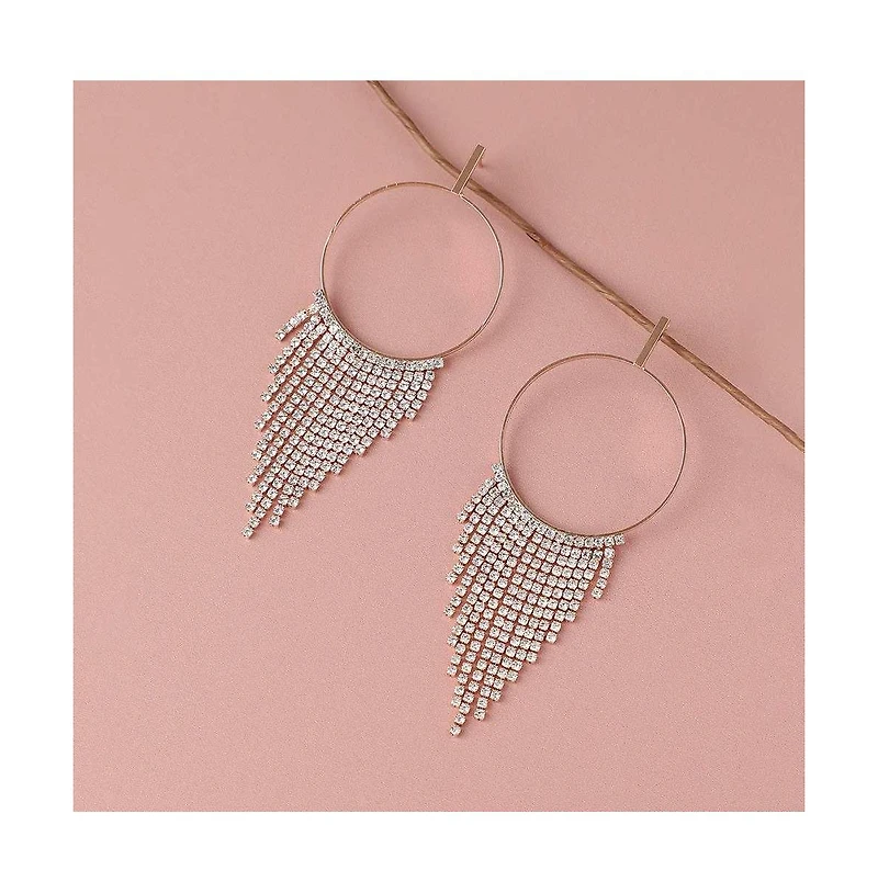 Sohi Women's Silver Bling Drop Earrings