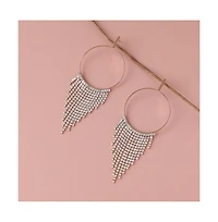 Sohi Women's Silver Bling Drop Earrings