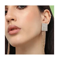 Sohi Women's White Chain Drop Earrings