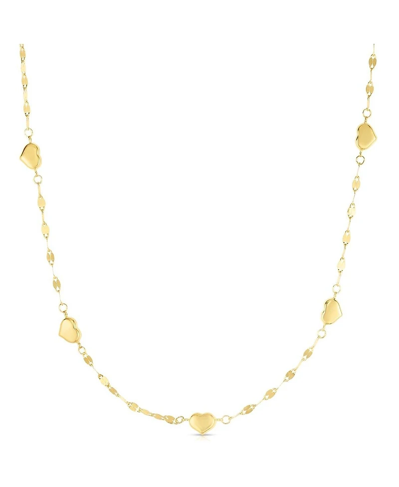 The Lovery Shimmer Heart Station Necklace 14K Gold