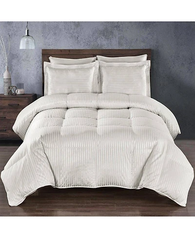 Egyptian Linens Heavyweight Silk Goose Down Fill Comforter – Stripe, Full/Queen