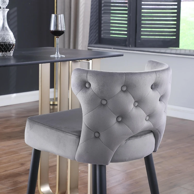 Streamdale Gray & Gold Velvet Counter Stool