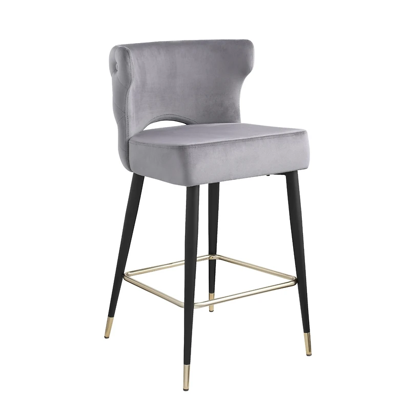 Streamdale Gray & Gold Velvet Counter Stool