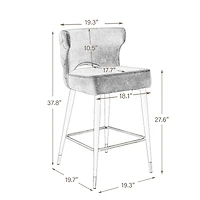 Streamdale Gray & Gold Velvet Counter Stool