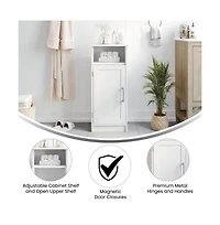 Merrick Lane Vigo Bathroom Storage Cabinet With Adjustable Cabinet Shelf, Upper Open Shelf