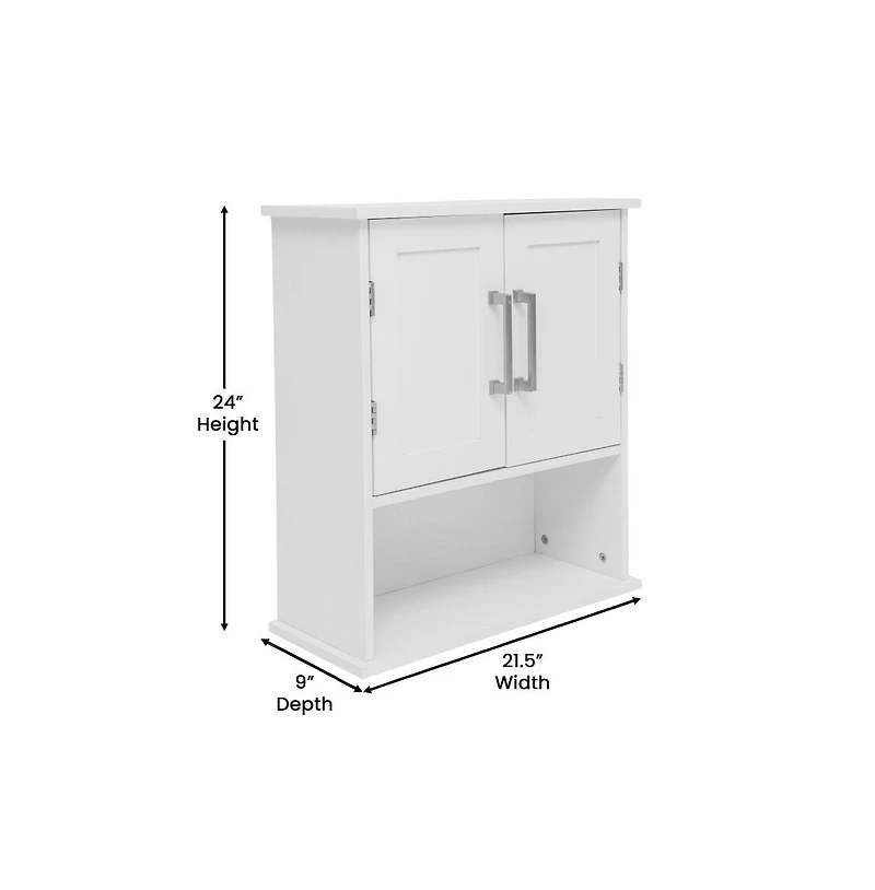 Merrick Lane Vigo Wall Mounted Bathroom Medicine Cabinet With Adjustable Cabinet Shelf, Lower Open Shelf, And Magnetic Closure Doors