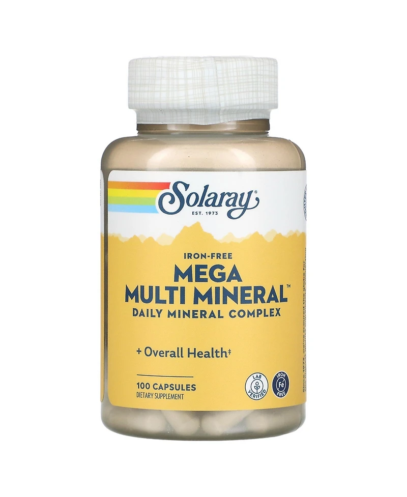 Solaray Mega Multi Mineral Iron Free - 100 Capsules