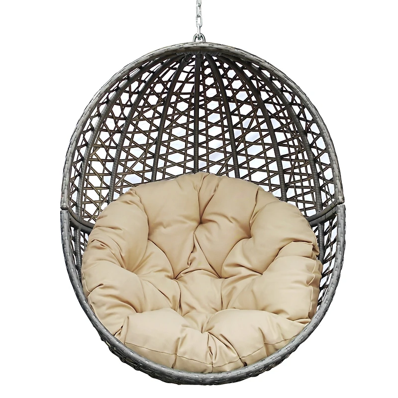 Simplie Fun Outdoor Wicker Egg Chair With Stand & Cushion