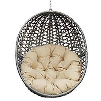 Simplie Fun Outdoor Wicker Egg Chair With Stand & Cushion
