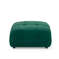 Streamdale Diy L-Shaped Green Velvet Sofa with Ottoman