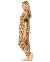 Dreams & Co. Women's Plus Printed Henley Pj Set