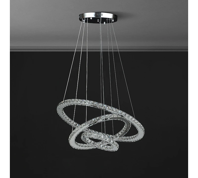 Streamdale Adjustable Height Crystal Chandelier with Led Dimmer