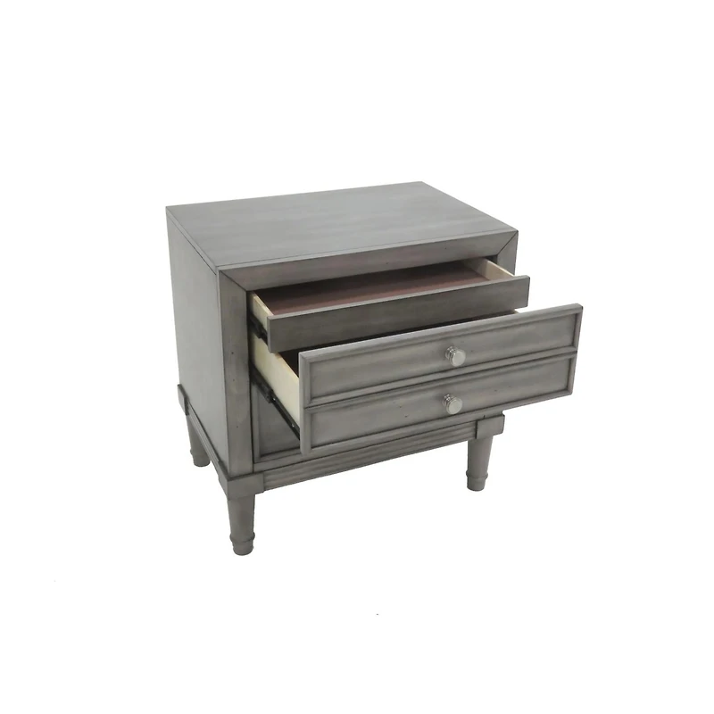 Simplie Fun Modern Gray Finish 1 Piece Nightstand Solidwood Hidden Drawer Nickel Round Knob Bedside Table Bedroom